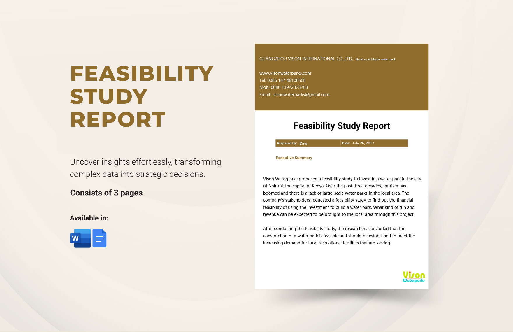 Obtain a free professional water park investment feasibility study report